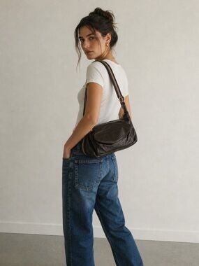 Vintage Bally Chocolate Brown Leather Shoulder Bag | 90s Minimalist Y2K Hobo
